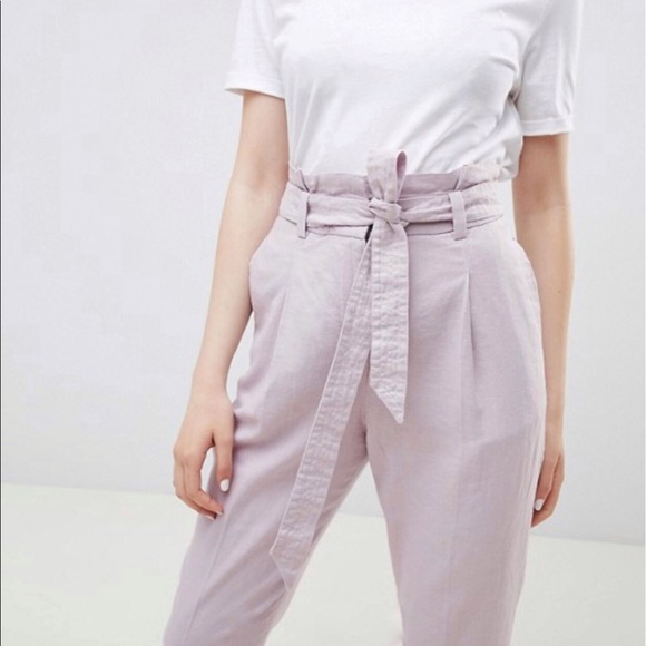 ASOS Casual Linen Pants Lilac - Picture 3 of 7